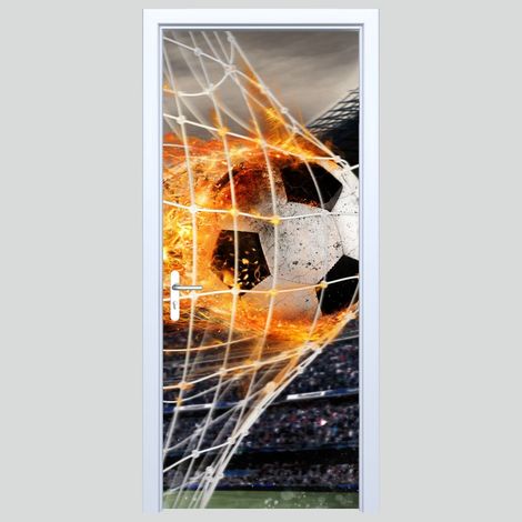 Pegatina de tela para puerta con diseño de fútbol intenso 469PD