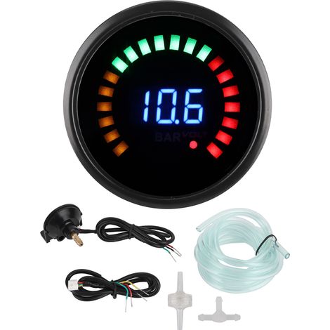 Manomètre universel de pression de turbo, voltmètre, affichage numérique LED 52 mm, 12 V, 2 en 1, cadran noir (1/5)