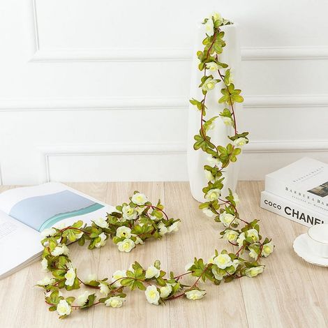 Guirlande Fausse Rose - Vigne Artificielle 250 cm - 8 Pièces - Décoration Murale pour Mariage Anniversaire Noël - Style Automne - Blanc (1/4)