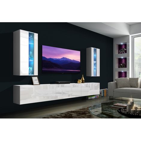 Ensemble meuble TV NEXT 20 AN20-18W-HG2-1A blanc brillant 249 cm