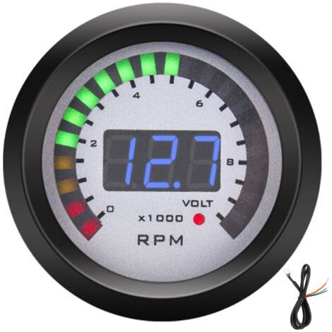 Tachymètre Numérique 52 Mm / 2in 0 9999 RPM Remplacement pour les Véhicules à 12V 4/6/8. (1/5)
