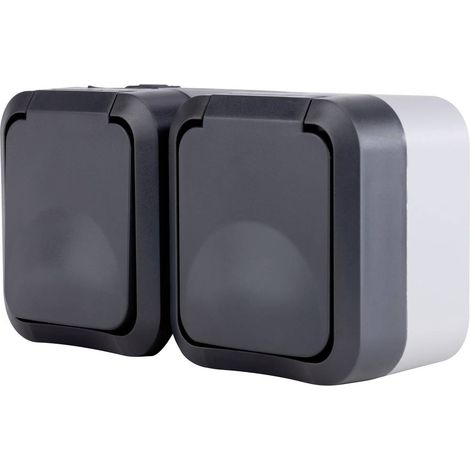 REV Completo Presa doppia AquaStorm Grigio chiaro, Nero 0004090400 1 pz. (1/2)
