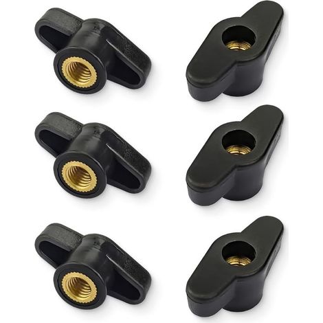 6 Pièces, Ecrou Droit, Bouton de Serrage à Filetage Moleté M8, Noir, Laiton, Plastique, Tête Droite, Pour Mécaniques, Mobilier, Équipements Électroniques (1/5)