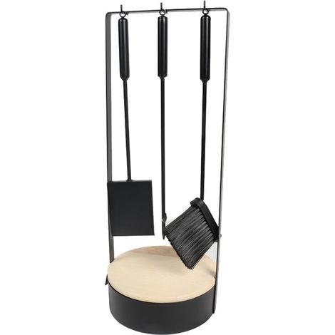 Porta-vaso 4 pezzi in metallo nero-legno