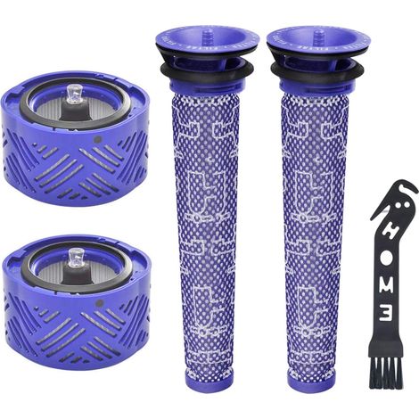 Filtre de Rechange pour Aspirateur Dyson V6 Séries, 2 pièces Lavables Pré-Moteur Filtre, 2 pièces Lavables HEPA Post-Moteur Filtre et 1pièce Outil de Nettoyage (1/5)