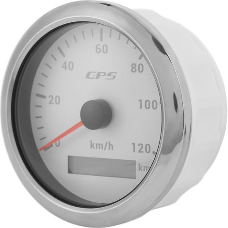 Compteur de vitesse GPS marin et automobile de 85 mm, vitesse maximale 120 km/h, avec rétroéclairage 7 couleurs, convient aux voitures, bateaux, camping-cars et yachts, blanc. (1/5)
