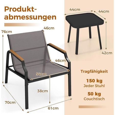 Balcon et terrasse : détente optimale avec ce salon de jardin 3 pièces, 2 fauteuils ergonomiques et table verre trempé (1/5)