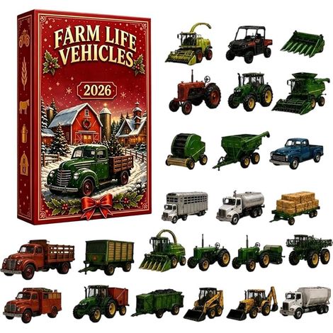 Weihnachtskalender mit Countdown-Timer. Fahrzeuge, Landwirtschaft. (1/5)