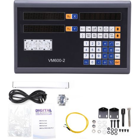 Tableau de lecture numérique 2 axes, écran LCD haute précision avec encodeur, clavier tactile robuste, prise UK 250V, affichage digital de mesure (1/5)
