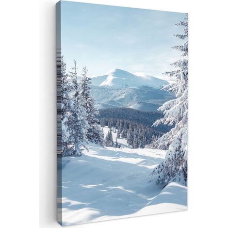 CUADRO EN LIENZO Paisaje invernal - Naturaleza - Montaña - Árboles - Nieve Pinturas 40x60 cm