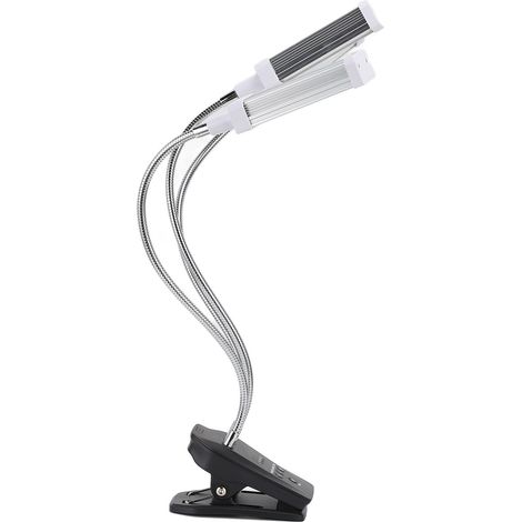 LED-Pflanzenlampe für Sukkulenten, Klemmleuchte mit Memory-Funktion und Timer, 3 quadratische Leuchtenköpfe, Vollspektrum, Universalspannung 100–240 V, silberfarben, europäischer Stecker (1/5)