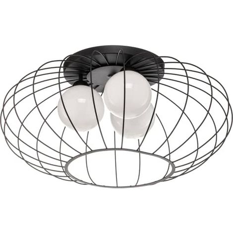 [NEUWERTIG] Euluna Deckenlampe Kronos Käfig Schwarz Drei Opalkugeln Deko Deckenlampe E14 B-Ware