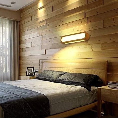 Applique murale LED nordique en bois massif, luminaire décoratif d'intérieur, idéal pour une chambre à coucher, un couloir, des escaliers, une armoire carrée créative en bois, une lampe de lecture (1/4)