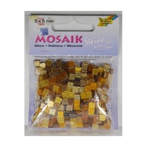 Mosaico de piedras brillantes de 5x5 mm, color marrón.