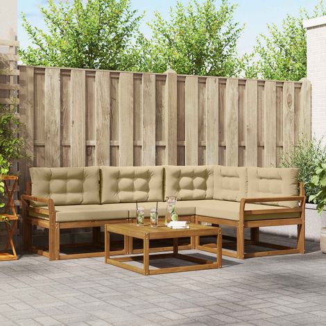vidaXL  Outdoor Sofa Set  with Cushion 5 pcs Natural and Beige