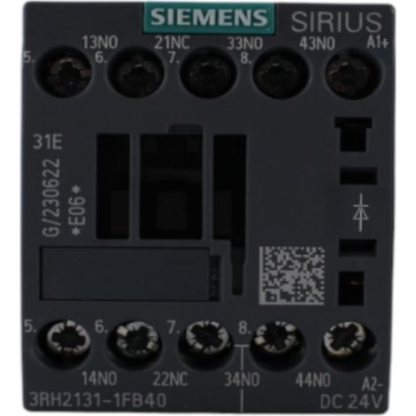 Contattore ausiliario 6A 3NO+1NC 24VDC con diodo Siemens (1/4)
