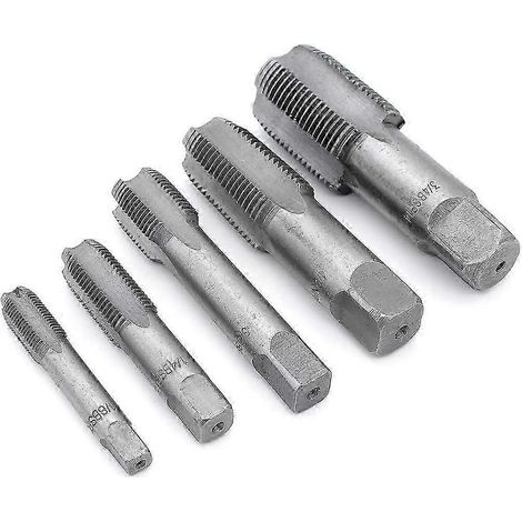 Lot de 5 tarauds à filetage BSP à 55° G1/8 G1/4 G3/8 G1/2 G3/4 (1/5)