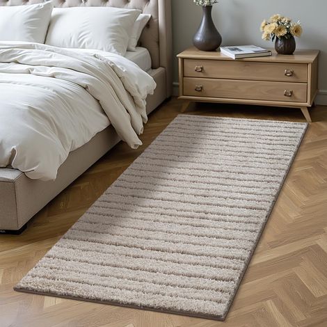 Shaggy Tapis de Salon élégant et Design à Poils Longs, Doux et Facile d'entretien, en Beige, 80 x 150 cm (1/5)
