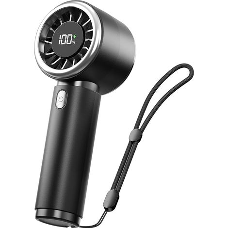 Ventilador portátil Turbo, mini ventilador con 5 velocidades y luz LED, pequeño ventilador personal recargable, esencial para llevar a todas partes, ideal para climas frescos (para mujeres, hombres y  (1/5)