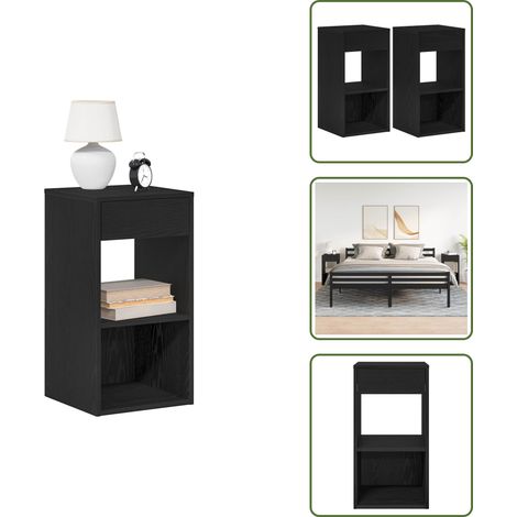 The Living Store Nachttische mit Schublade 2 Stk. Schwarz Eichen-Optik - Nachtkommode (1/5)