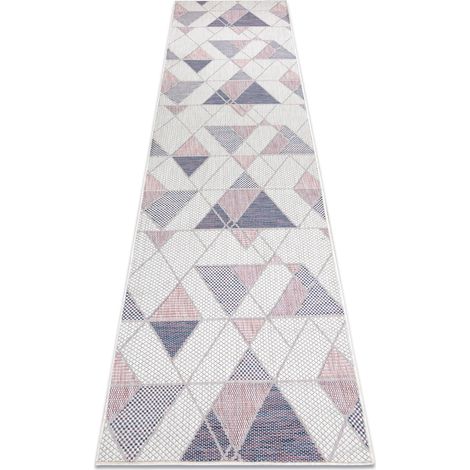 Teppich, Läufer SISAL SION Geometrisch, Dreiecke 3006 flach gewebt ecru / rosa pink 70x300 cm