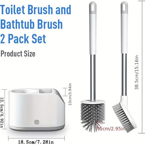 Silikon WC Bürste TPR 2 in 1 Langer Griff Wandmontage Toilette Badezimmer (1/2)