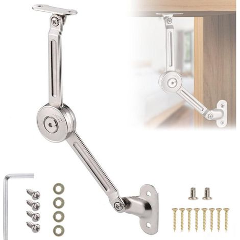 Nannigr 1 Pièces Ascenseur réglable d'alliage de Zinc, avec Vis et Clé Allen, Nickel Satiné,charnière de support, pour porte de placard, boîtes de rangement en bois, cuisine, meuble, porte (1/5)