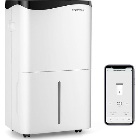 COSTWAY 50L/Day Smart Dehumidifier with App, Wifi, 5L Water Tank, Digital Humidity Display, Sleep Mode, Continuous Drainage, Laundry Drying, 2 Fan Speed, 24h Timer, Auto Defrost Function for Home Damp (1/5)