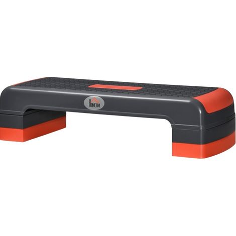 HOMVRA höhenverstellbares Aerobic-Stepbrett aus Kunststoff, schwarz-rot, 78 x 28 cm (1/5)