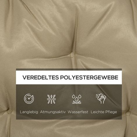 Coussin de banc 3 places 150x98x8 cm, assise pour banquette avec liens, rembourrage pour mobilier de jardin balancelle, couleur kaki (1/5)