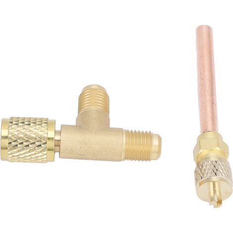 1/4-Zoll-SAE-T-Stück-Adapter mit integriertem Ventileinsatz, Schnellanschluss und doppelter Abdichtung für Vakuummeter der R22-, R12- und R134-Räucherungen (1/5)