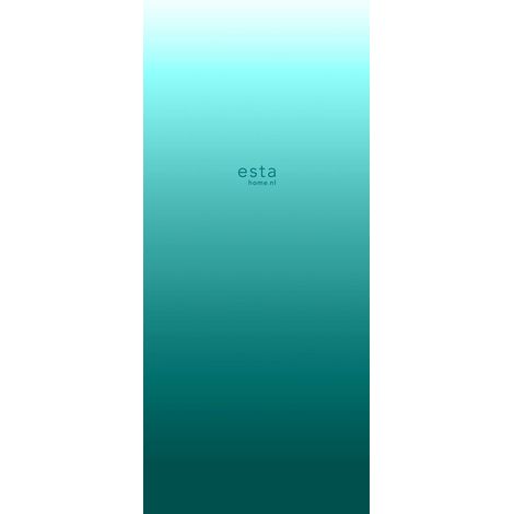 papier peint panoramique gradient de couleur dip-dye à hauteur de chambre turquoise intense et blanc mat - ESTAhome (1/5)