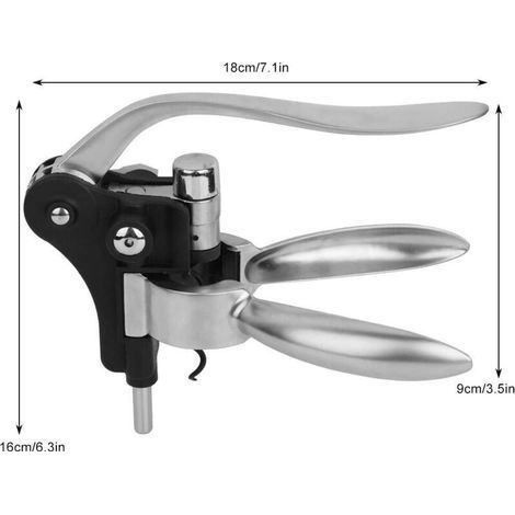 Weinkorkenzieher aus Zinklegierung, manueller, drehbarer Flaschenöffner für Rotwein mit hasenohrförmigem Griff. (1/4)