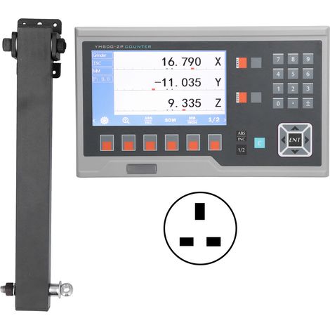Réglette numérique LCD 2 axes avec encodeur magnétique pour tour et fraiseuse, AC 80-260V, prise UK, affichage digital de mesure linéaire (1/5)