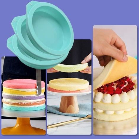 Moules à gâteaux ronds en silicone,6 paquets de moule en silicone antiadhésif pour la cuisson, les gâteaux, les muffins (1/4)