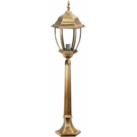 Trade Shop - Lámpara De Jardín De Bronce 870 Mm Linterna De Vidrio E27 Luz Externa Aluminio Es39 - (1/3)