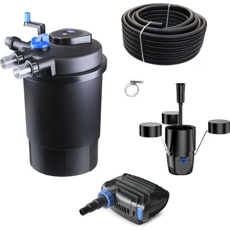 Druckteichfilter Set CPF 30000 mit 70W Eco Pumpe 10m Schlauch externer Skimmer Nr.46