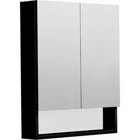 Cube Way 60x72x14 cm armadietto da bagno sospeso con ripiani, nero opaco (GALCU3D60HP)