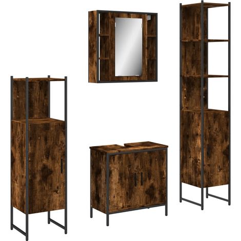 Ensemble d'armoires de salle de bain 4 pcs - Colonne Miroir Meuble sous-vasque chêne fumé fr1527 - Maison La Vie