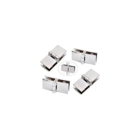Charnières de porte en verre 180° – Alliage de zinc – Épaisseur verre 5 à 8 mm – Lot de 4 charnières – Installation sans perçage (1/5)