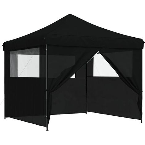Tente de réception noire, 292 x 292 x 315 cm, toile Oxford. (1/5)
