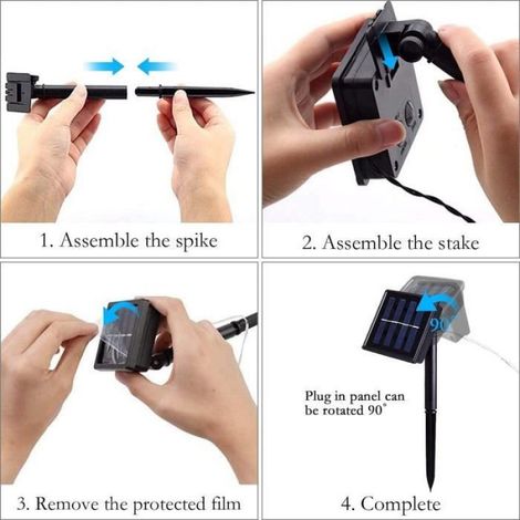 2Pcs 100 guirlandes lumineuses solaires à LED, 10 m 8 modes de cordes solaires d'extérieur étanches à LED à énergie solaire (1/4)
