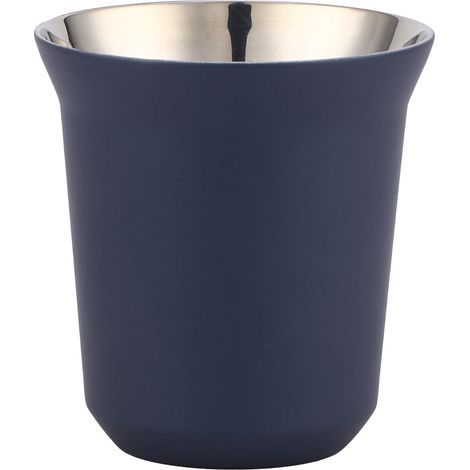 Tasse à café isotherme à double paroi en acier inoxydable, 160 ml, pour la maison et les cafés. Bleu foncé. (1/5)