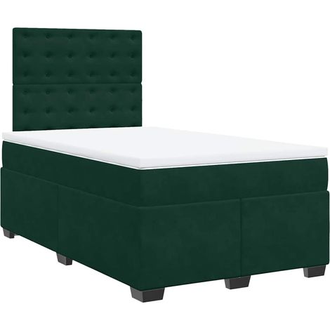 Lit double  Lit adulte  Sommier à lattes de lit et matelas Vert foncé 120x200cm Velours