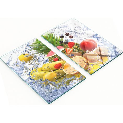 Dekorative Glas-Schneide- und Servierbretter für Obst und Wasser, 2 x 30 x 52 cm (1/5)
