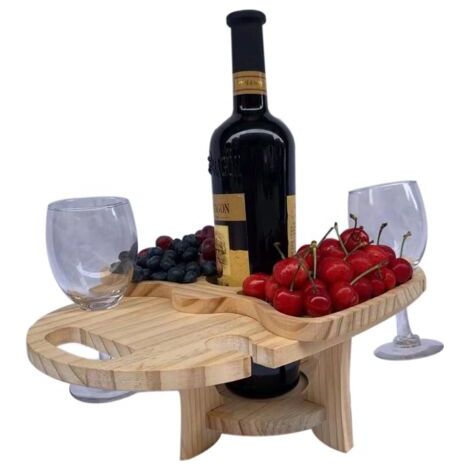 Casier à vin Table à vin portative Table à vin Pliante extérieure Table de Pique-Nique Portable Creative 2 en 1 Support de Verre à vin Multifonctionnel Plateau de Service pour Camping Beach (1/5)