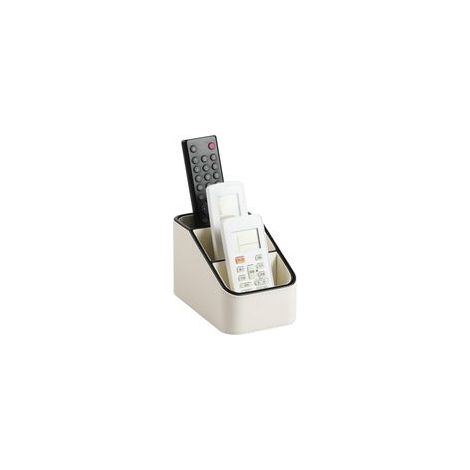 Scatola porta telecomandi in similpelle PU, piccolo organizer da scrivania, contenitore per articoli da ufficio, organizer per comodino e divano, portapenne con 3 scomparti (Beige) - Crezuo