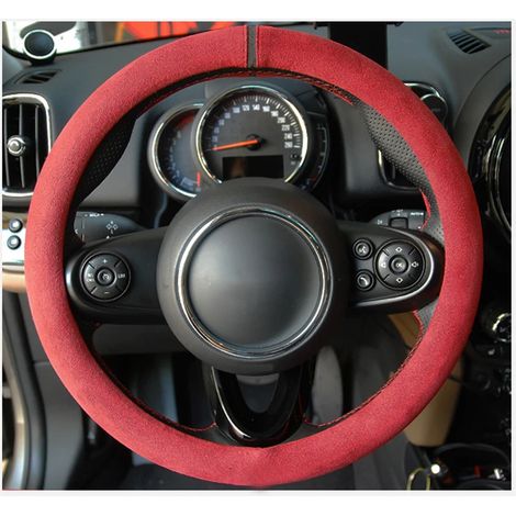 Housse de volant rouge pour Mini Cooper - Accessoires auto - Housse de volant en daim pour Mini Cooper - Support sur mesure (1/5)