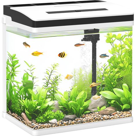 PawHut Aquarium Glass Fish Tank w/ Filter, LED Lighting, Water Pump 30.5H x 29L x 20Wcm