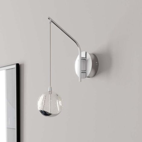 [GEBRAUCHT] B-Ware Lucande LED-Wandlampe Hayley Wandleuchte Lampe chromfarben Glas 34cm hoch 3000K (1/2)